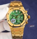 HBF Audemars Piguet Royal Oak Chronograph Green Face Yellow Gold Case Replica Watch 